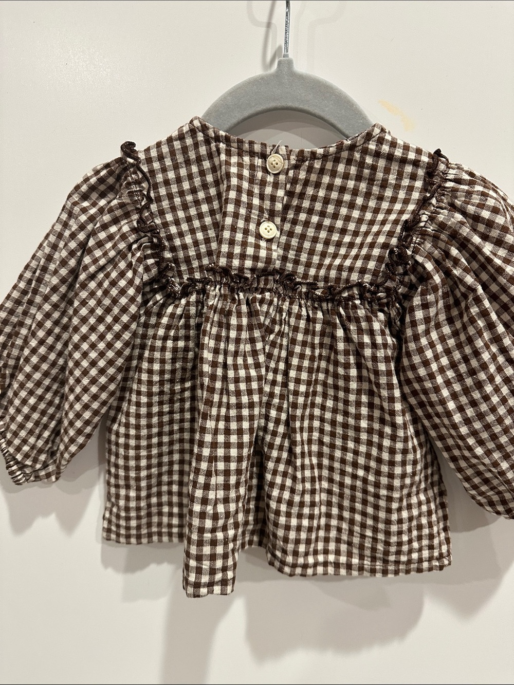 Baby Brown & White Gingham Top and Bloomers Set - Picture 2 of 2